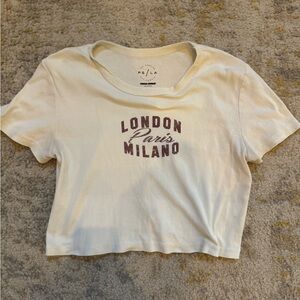 Cream Graphic Crop Top